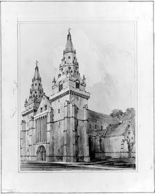 Aberdeen Cathedral - Western Towers, 1848-1852. Creator: Robert William Billings