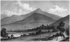 Abergavenny from the Usk Road, Wales, 19th century(?). Artist: E Francis