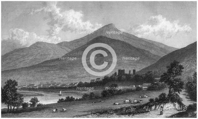 Abergavenny from the Usk Road, Wales, 19th century(?). Artist: E Francis