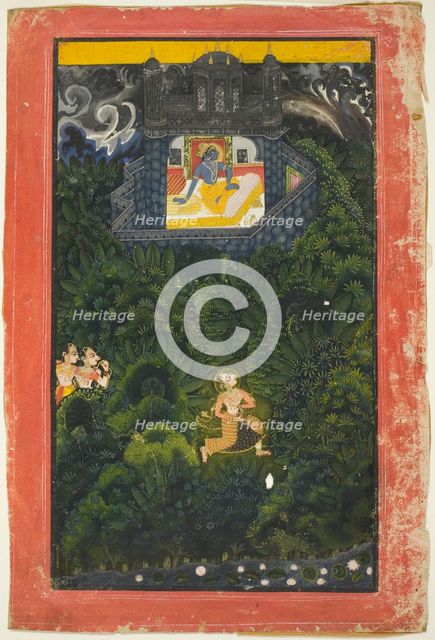 Abhisarika Nayika (Heroine Running to Meet her Lover), mid-18th century. Creator: Unknown.