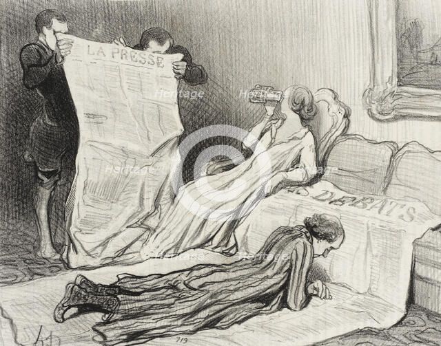 Abonnés recevant leur journal.., 1845. Creator: Honore Daumier.