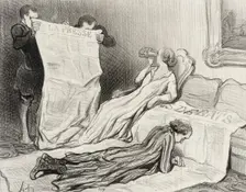 Abonnés recevant leur journal.., 1845. Creator: Honore Daumier