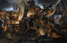 Abordage d'un Vaisseau Hollandais par Jean Bart (Jean Bart Boarding a Dutch Vessel), 1843. Creator: Biard, François-August (1798-1882)