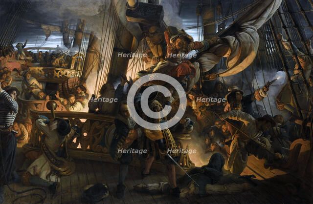 Abordage d'un Vaisseau Hollandais par Jean Bart (Jean Bart Boarding a Dutch Vessel), 1843. Creator: Biard, François-August (1798-1882).