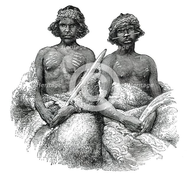Aboriginal Australians - young men, daguerreotyped in Port Phillip by Mr. Kilburn, 1850. Creator: Unknown.
