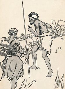 Aboriginal men approaching a settlers farm, 1912. Artist: Charles Robinson