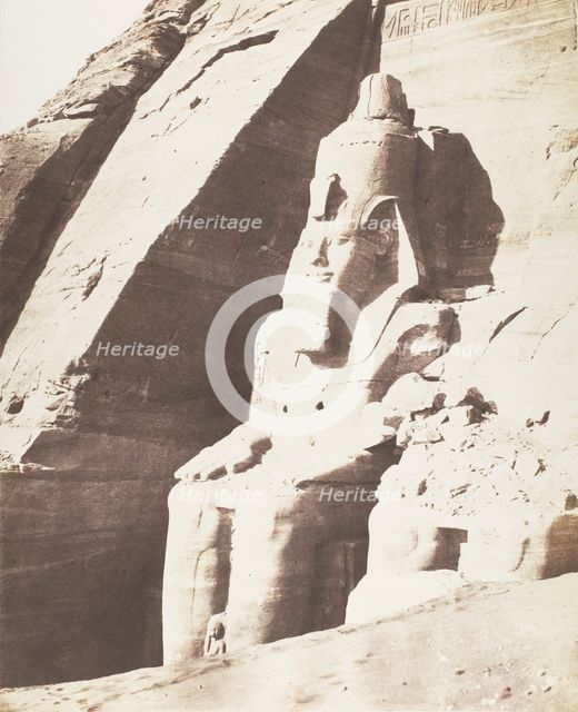 Abou Sembil, Grand Spéos - Statues Colossales, Vues de Trois-Quarts, 1851-52, printed 1853-54. Creator: Félix Teynard.