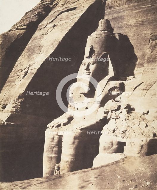 Abou Sembil, Grand Spéos - Statues Colossales, Vues de Trois-Quarts, 1851-52. Creator: Félix Teynard.