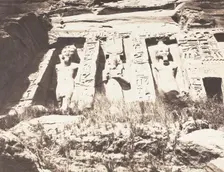 Abou-Sembil, Petit Spéos - Partie Gauche de la Façade, 1851-52, printed 1853-54. Creator: Félix Teynard