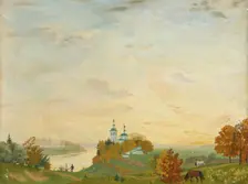 Above the river, Autumn, 1919. Artist: Kustodiev, Boris Michaylovich (1878-1927)