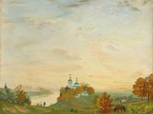 Above the river, Autumn, 1919. Artist: Kustodiev, Boris Michaylovich (1878-1927)