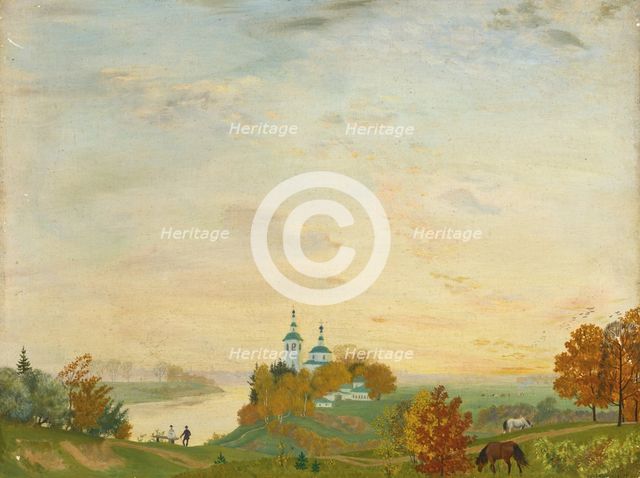 Above the river, Autumn, 1919. Artist: Kustodiev, Boris Michaylovich (1878-1927)