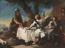 Abraham Welcoming the Three Angels, 1750s. Creator: Francesco Guardi (Italian, 1712-1793)