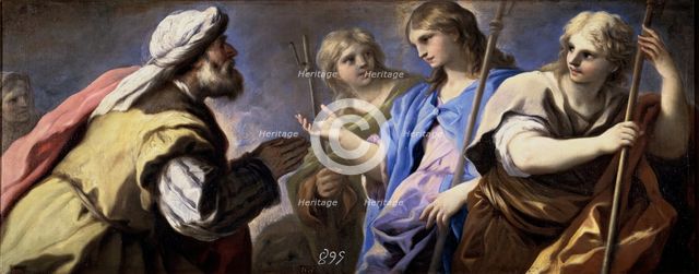 Abraham worshiping the three angels, between 1694 and 1696. Creator: Luca Giordano.