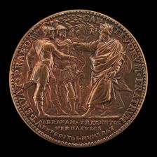 Abraham and His Captains Met by Melchizedek [reverse], 1582. Creator: Unknown