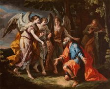 Abraham and the Angels, between 1735-1740. Creator: Gaspare Diziani