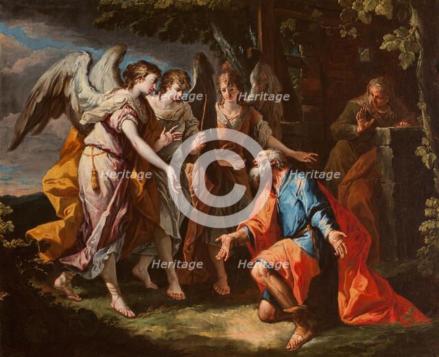 Abraham and the Angels, between 1735-1740. Creator: Gaspare Diziani.