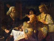 Abraham and the Three Angels 1630s. Artist: Rembrandt Harmensz van Rijn