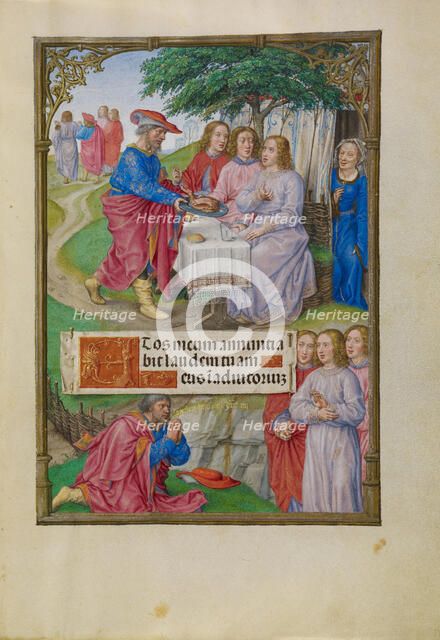 Abraham and the Three Angels; Spinola Hours, about 1510-1520. Creator: Master of James IV of Scotland.