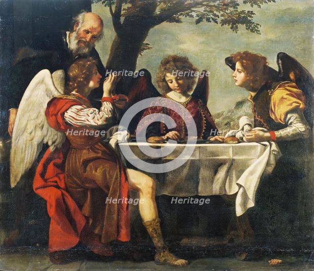 Abraham and Three Angels, 1700. Creator: Jacopo Vignali.