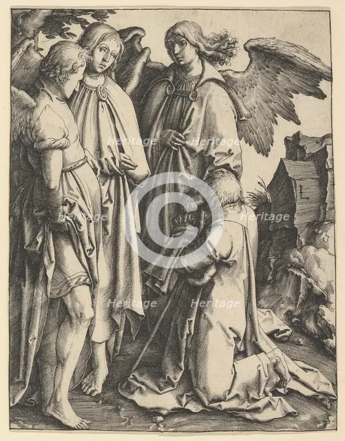 Abraham and Three Angels, ca. 1513. Creator: Lucas van Leyden.