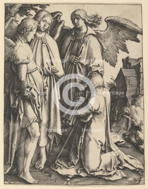 Abraham and Three Angels, ca. 1513. Creator: Lucas van Leyden.