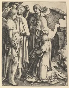 Abraham and Three Angels, ca. 1513. Creator: Lucas van Leyden