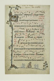 Abraham Drawing the Children of Israel to His Breast, and Christ with Kneeling Monks..., 1330/40. Creator: Unknown