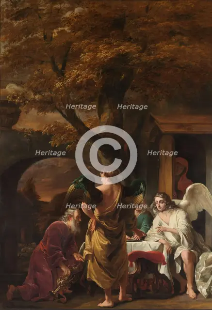 Abraham Entertaining the Three Angels, 1660-1663. Creator: Ferdinand Bol.