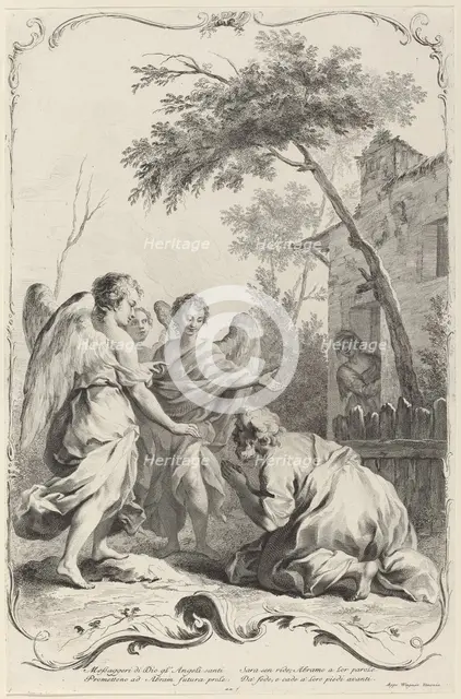Abraham Kneeling before the Three Angels, c. 1745. Creator: Joseph Wagner.