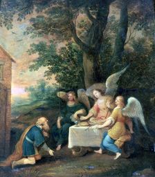 Abraham Kneels in front of Three Angels 1581-1642. Artist: Frans Francken II