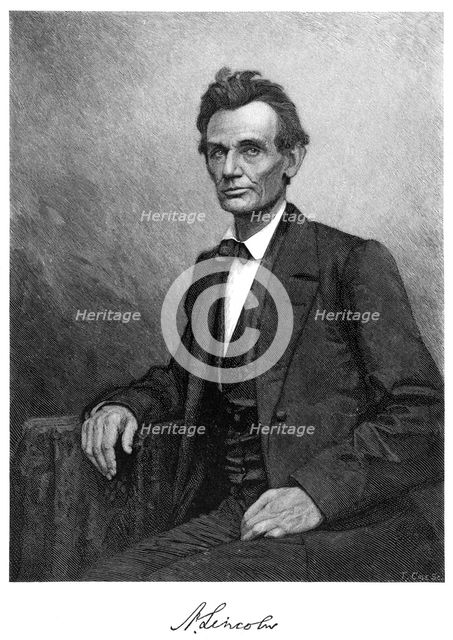 Abraham Lincoln (1809-1865), US president, 1860.Artist: T Cole