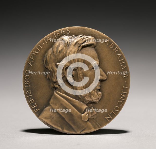 Abraham Lincoln Medal (obverse), 1900s. Creator: Charles Calverley (American, 1833-1914).