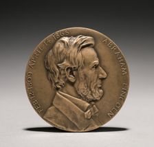 Abraham Lincoln Medal (obverse), 1900s. Creator: Charles Calverley (American, 1833-1914)