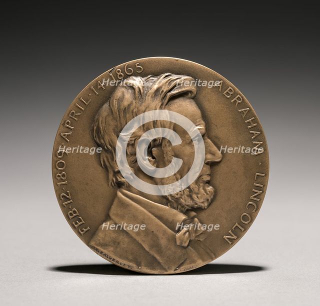 Abraham Lincoln Medal (obverse), 1900s. Creator: Charles Calverley (American, 1833-1914).