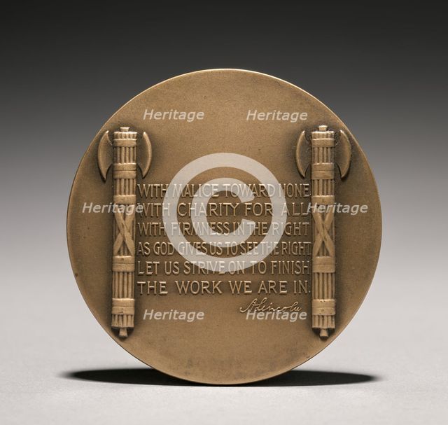 Abraham Lincoln Medal (reverse), 1900s. Creator: Charles Calverley (American, 1833-1914).