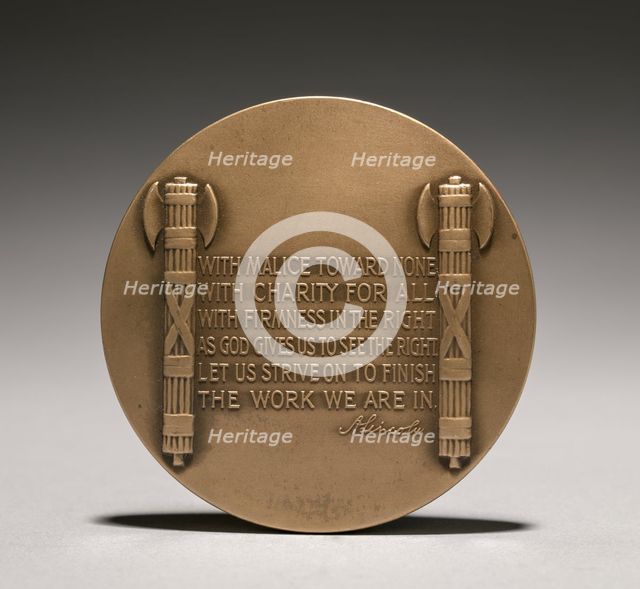 Abraham Lincoln Medal (reverse), 1900s. Creator: Charles Calverley (American, 1833-1914).