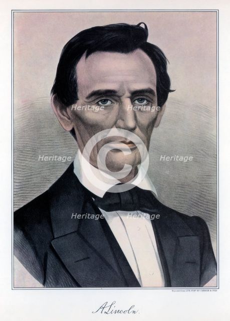 Abraham Lincoln, sixteenth President of the United States, 19th century.Artist: Currier and Ives