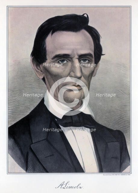 Abraham Lincoln, sixteenth President of the United States, 19th century.Artist: Currier and Ives