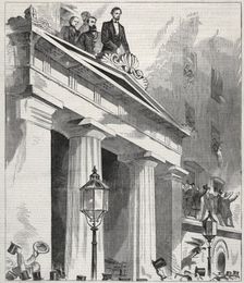 Abraham Lincoln, The President Elect, addressing the People from the Astor House Balcony..., 1861. Creator: Winslow Homer (American, 1836-1910)