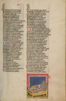 Abraham Making Love to Hagar; Weltchronik, about 1400-1410. Creator: Unknown