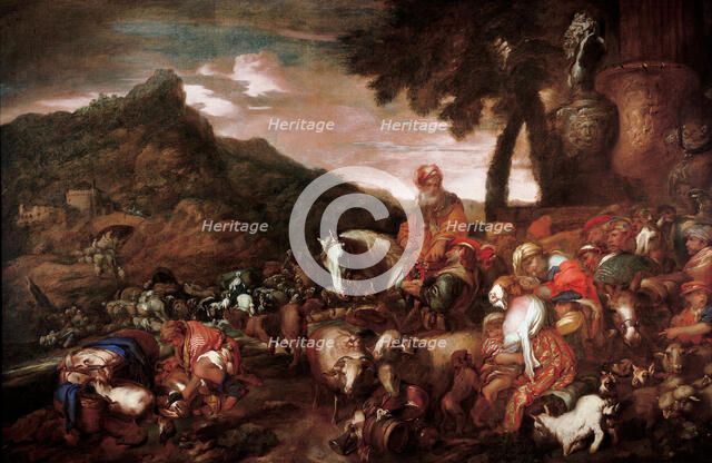 Abraham on the Road to Canaan, 1650-1660. Artist: Castiglione, Giovanni Benedetto (1610-1665)