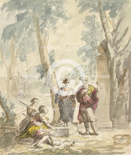 Abraham receives the three angels, 1677-1755. Creator: Elias van Nijmegen.