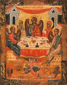 Abraham's hospitality and sacrifice, between 1675 and 1700. Creator: Greek School