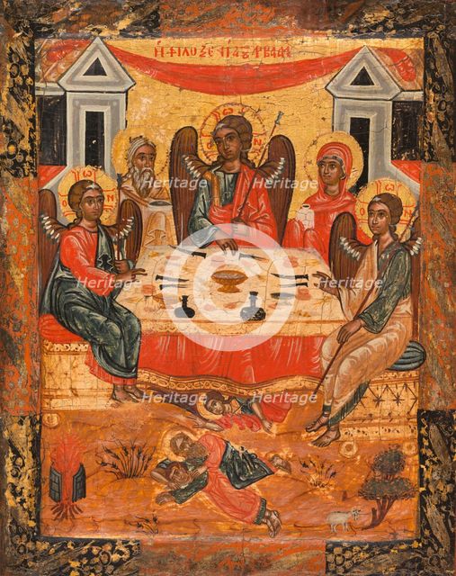 Abraham's hospitality and sacrifice, between 1675 and 1700. Creator: Greek School.