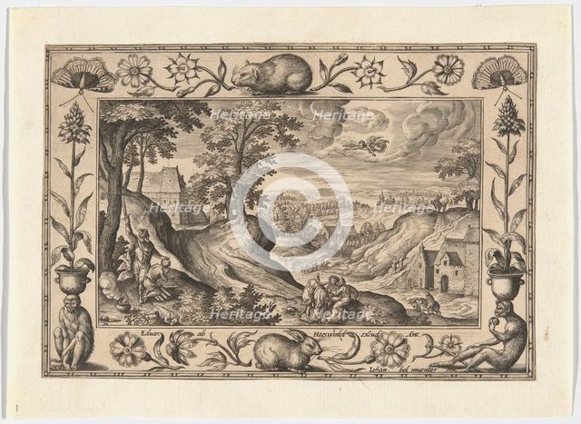 Abraham's Sacrifice of Isaac, from Landscapes with Old and New Testament Scenes and Hunting..., 1584 Creator: Adriaen Collaert.