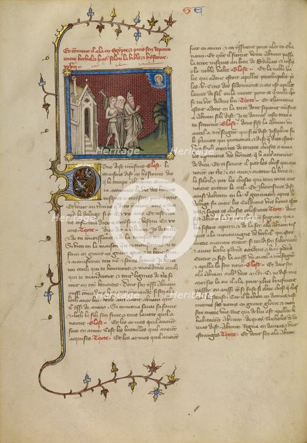 Abraham, Sarah, and Lot, about 1360-1370. Creator: Master of Jean de Mandeville.