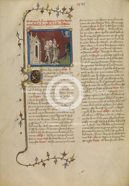 Abraham, Sarah, and Lot, about 1360-1370. Creator: Master of Jean de Mandeville.