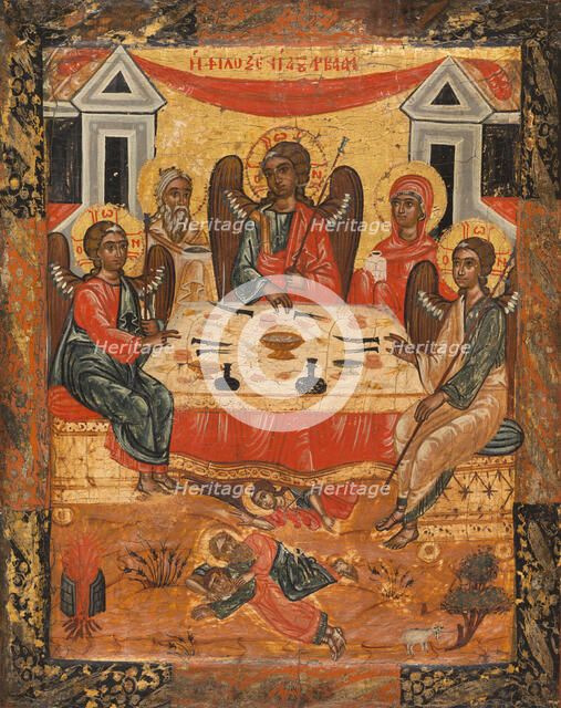 Abraham's hospitality and sacrifice, between 1675 and 1700. Creator: Greek School.