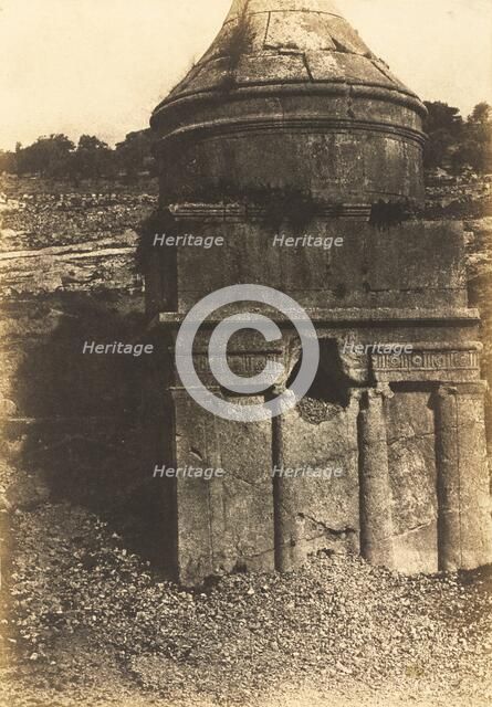 Absalom's Tomb, Valley of Kidron, Jerusalem, 1854. Creator: Auguste Salzmann.